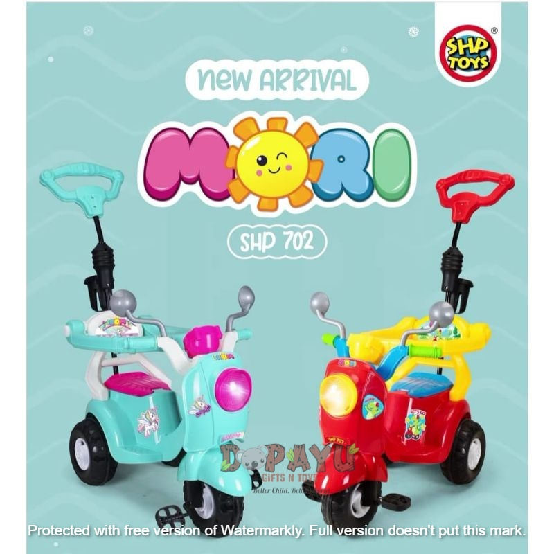 MAINAN ANAK VESPA SEPEDA RODA 3 TRICYCLE RIDE ON MORI SHP702 VESPA-VESPAAN