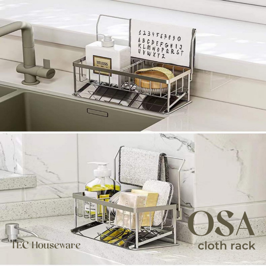 【TEC】OSA Rak Sabun Dapur Rak Sponge Cuci Piring Nordic Style Anti Karat Berkualitas Rak Serbaguna Rak Kamar Mandi