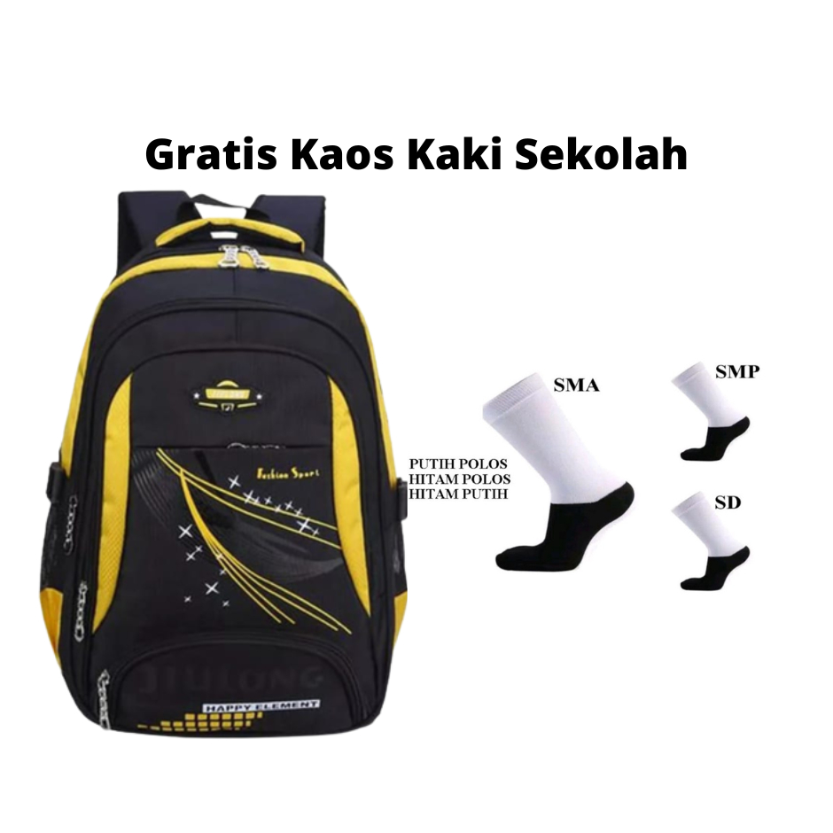 Tas sekolah anak perempuan dan laki laki sd smp sma tas ransel anak wanita backpack geratis kaos kaki