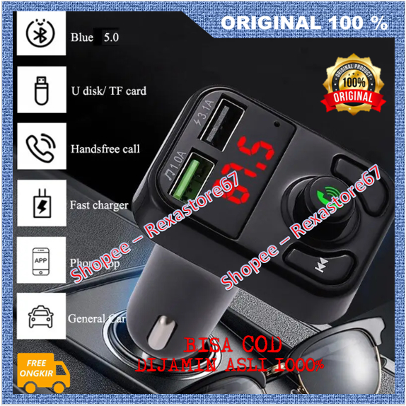 Transmitter USB Car Charger Transmitter FM Bluetooth Handsfree Mobil  ASLI