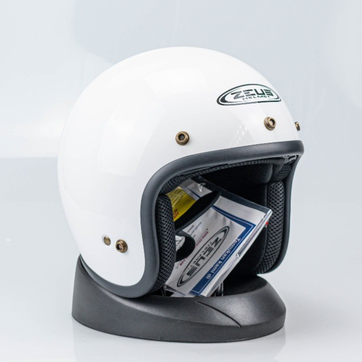 HELM MOTOR ZEUS 385C WHITE RETRO HELM IMPORT ORI SNI