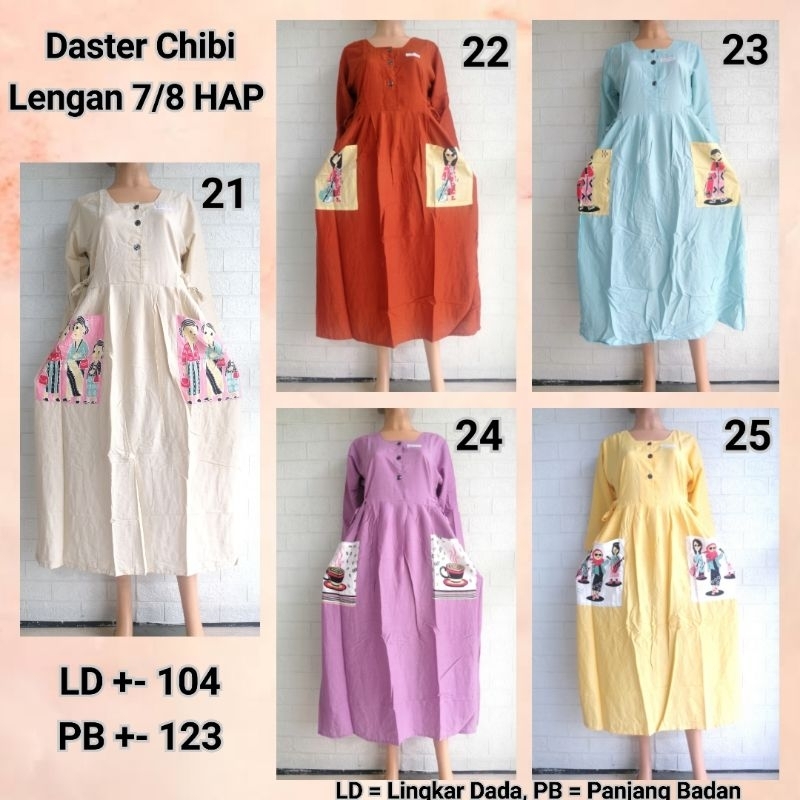 DASTER CHIBI LENGAN 7/8 HAP PASTEL BUSUI FRIENDLY MLT + APLK