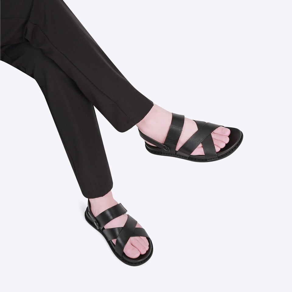 EM50 SANDAL SLINGBACK EVERBEST PRIA ORIGINAL CASUAL KULIT BRANDED HITAM