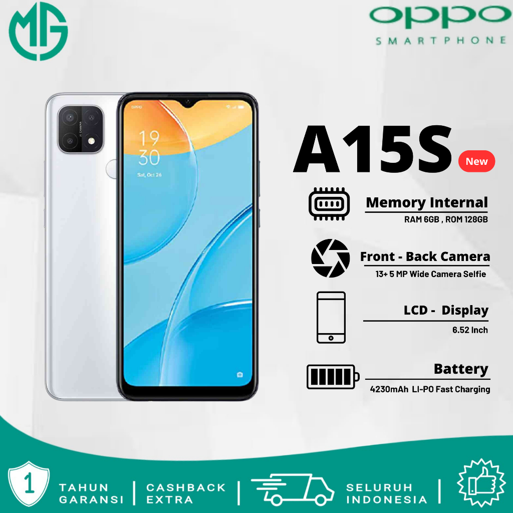 Oppo A15S Ram 6GB Internal 128 Gb Garansi 1 Years