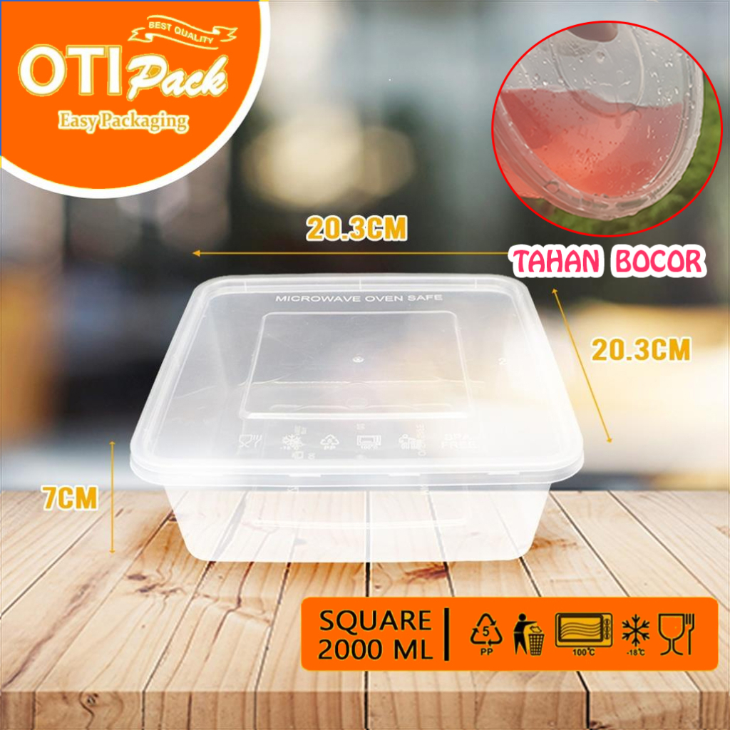 Thinwall Otipack/ Kotak Makan  Plastik Bening 2000ml/ Kotak Makan