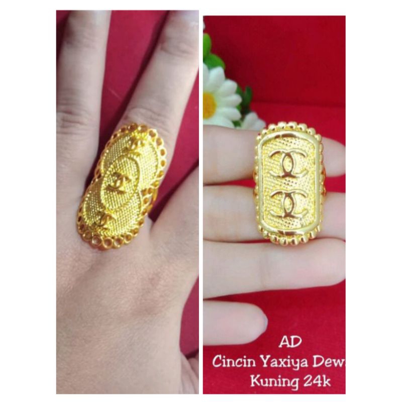 cincin cc lonjong lapis emas 24k