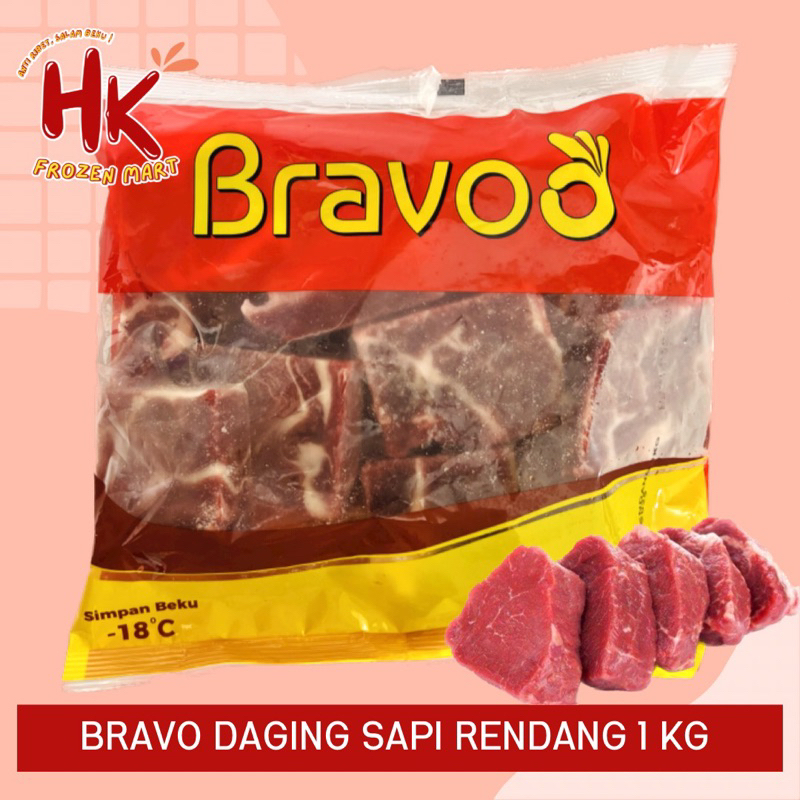 Bravo Daging Rendang 1 KG Sapi Import Australia | daging has premium paha beef aus | HK FROZEN MART