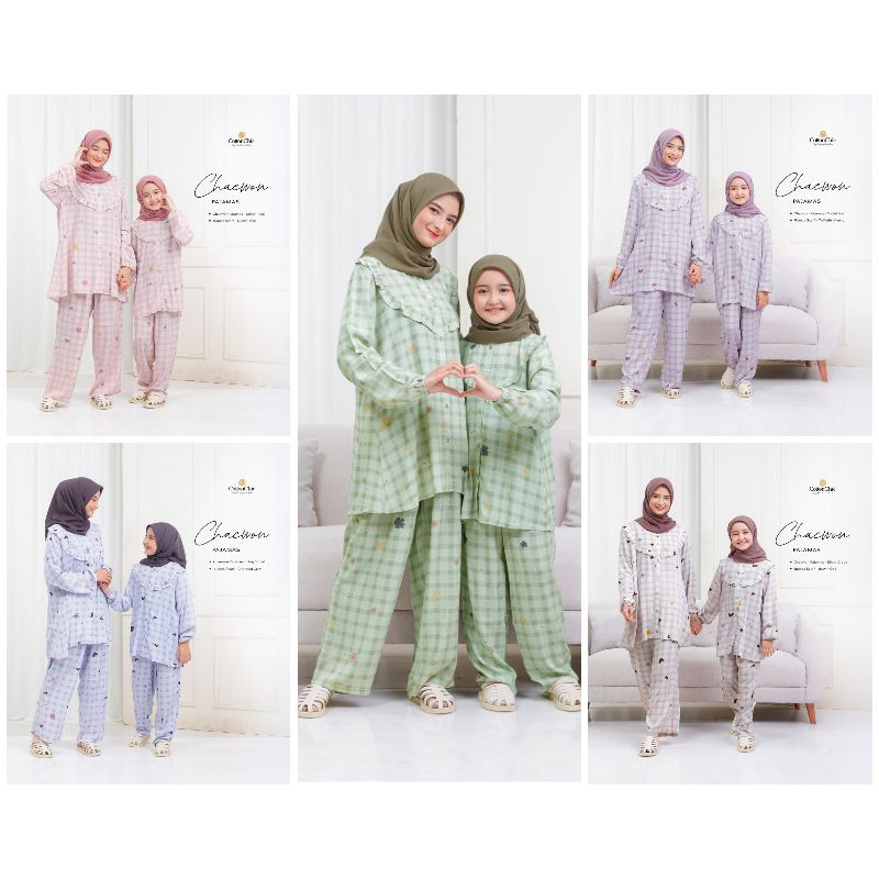 READY PIYAMA COTTONCHIC CHAEWON PAJAMAS BAJU TIDUR COUPLE MOM AND KID BAJU RUMAH BUSANA KELUARGA MUS