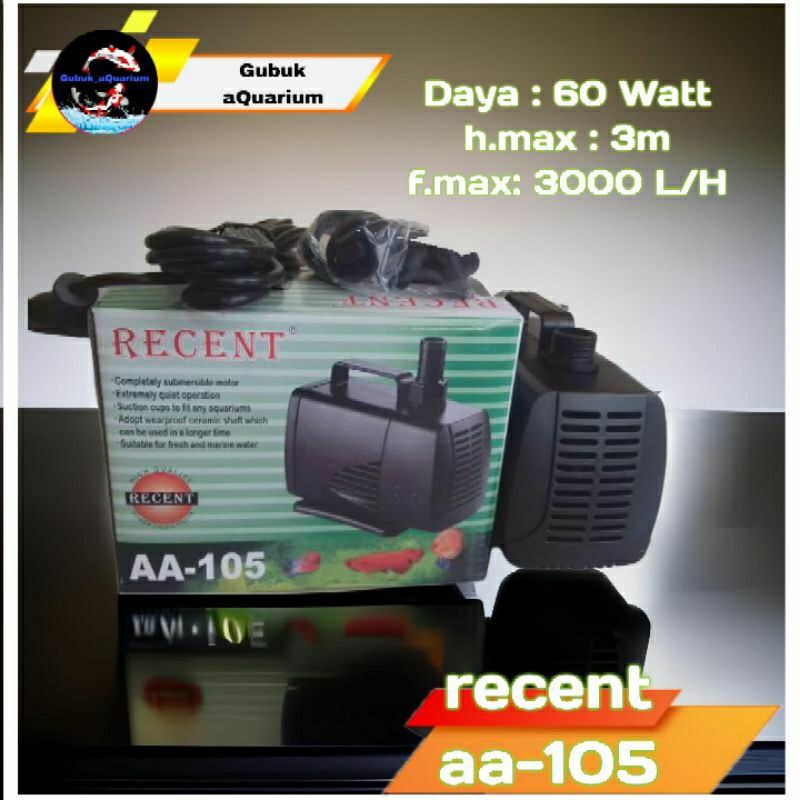 pompa celup recent aa105  105 pompa air kolam dan aquarium