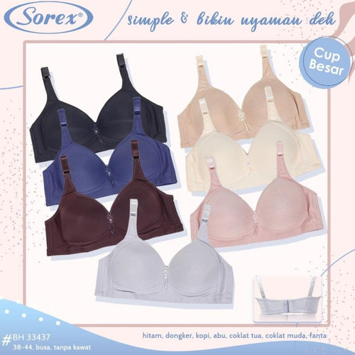 Original Bra BH Sorex 17227 Tanpa Kawat Busa Tipis Cup Besar