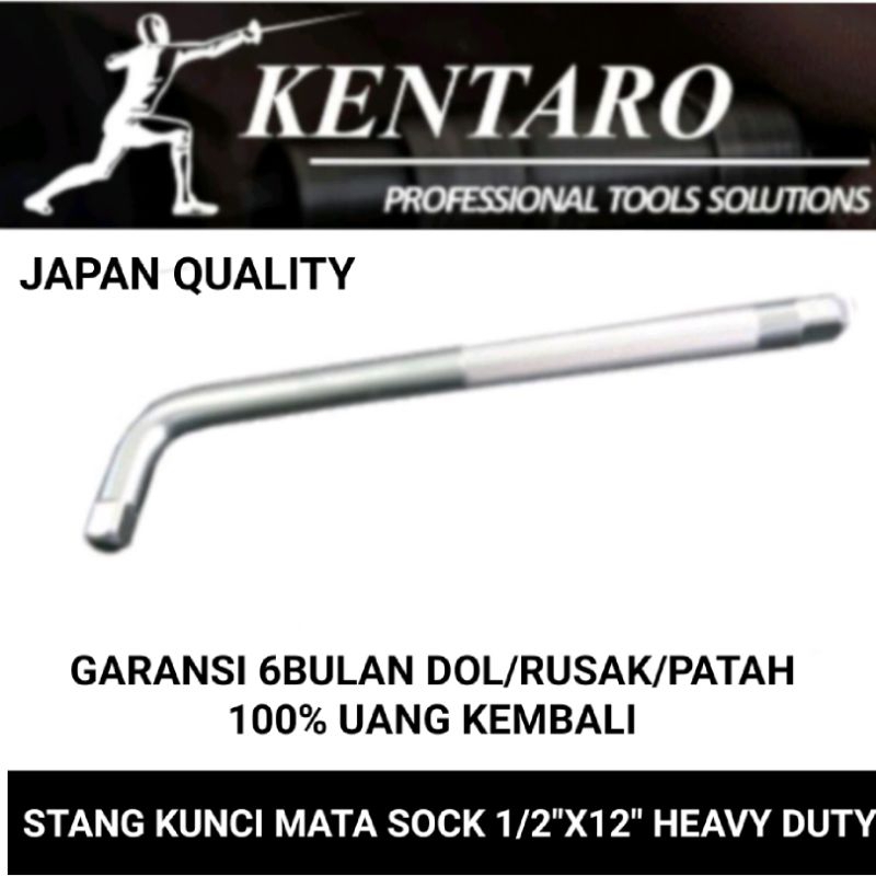 Stang kunci mata sock 1/2&quot;x12&quot; CR-V SATIN heavy duty garansi 6bulan kentaro Japan quality