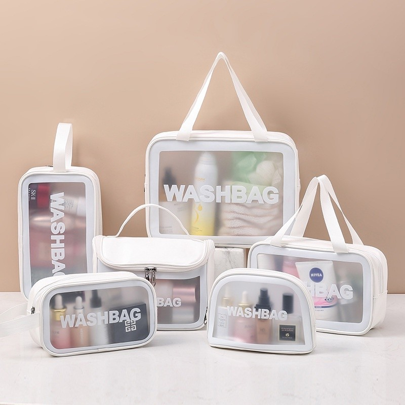 WASH BAG KOREA - TEMPAT MAKE UP DAN PERALATAN MANDI TRANSPARAN SERBAGUNA