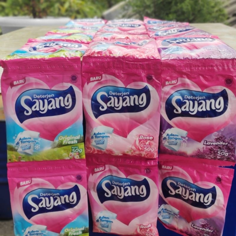 1 Renceng Deterjen Sayang 50gram 1000an Sabun Cuci Bubuk(Detergen powder)