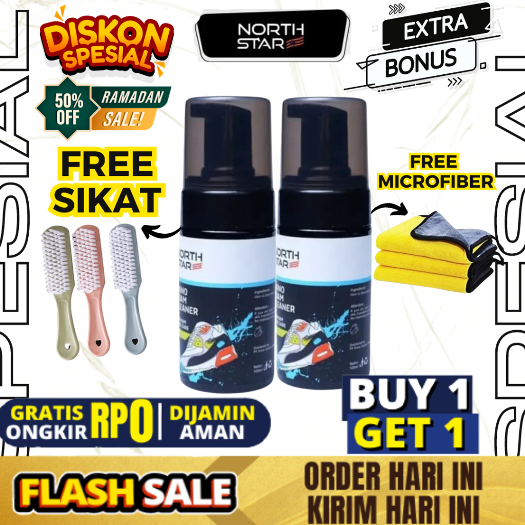 (𝐂𝐮𝐜𝐢 𝐆𝐮𝐝𝐚𝐧𝐠)  Pembersih Sepatu Daily North Star - Nano Foam Shoes Cleaner Waterless Sabun Cuci Perawatan Sepatu / Cuci Sepatu Praktis Sabun Cuci Pembersih Sepatu Kotor pembersih sepatu putih tanpa air