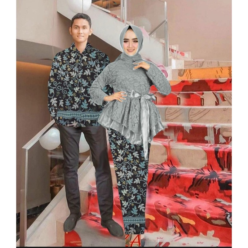 Set Baju Couple Kebaya Batik Safitri Pria Wanita Populer