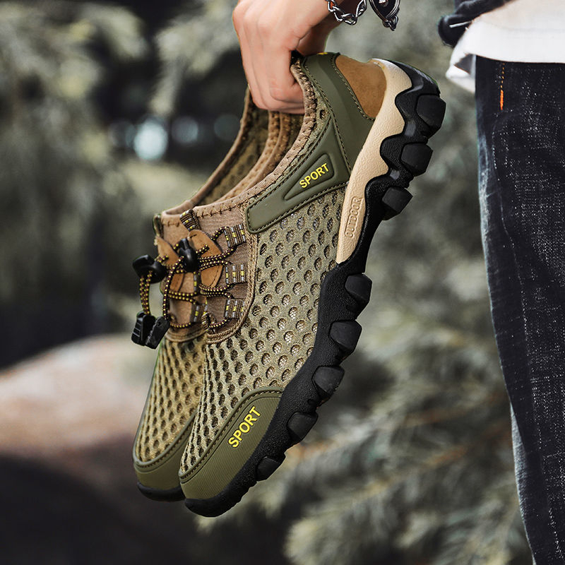 Leedoo Sepatu Hiking Pria Kasual Sepatu Sneakers Sepatu Gunung Outdoor Adventure Touring Shoes MH205 Army