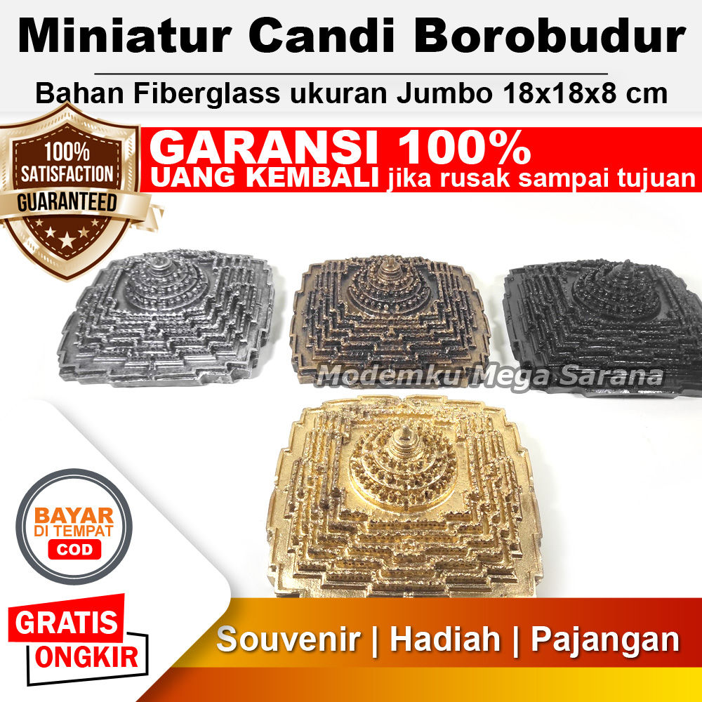 Miniatur Candi Borobudur Fiberglass 18x18x8cm