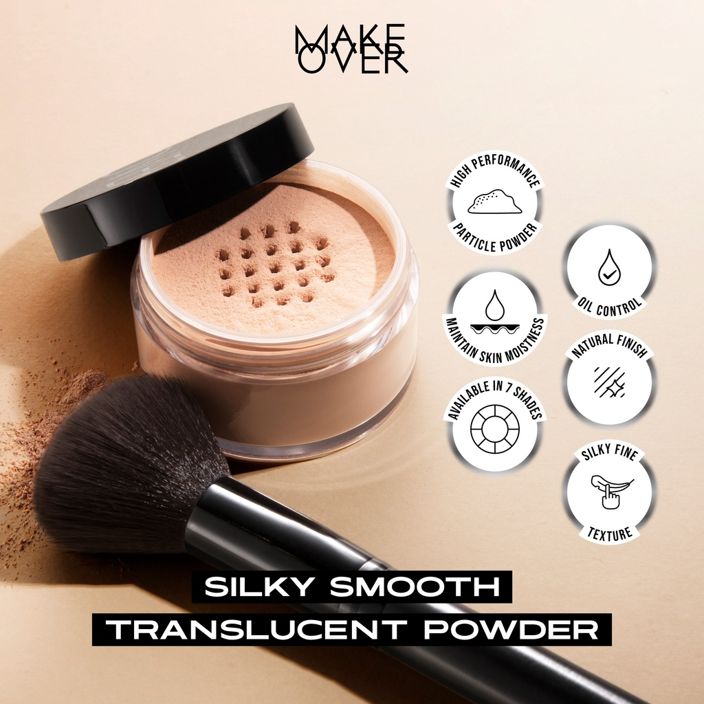 MAKE OVER Silky Smooth Translucent Powder 35 g | Bedak Transparan Tanpa Merubah Warna Asli Kulit