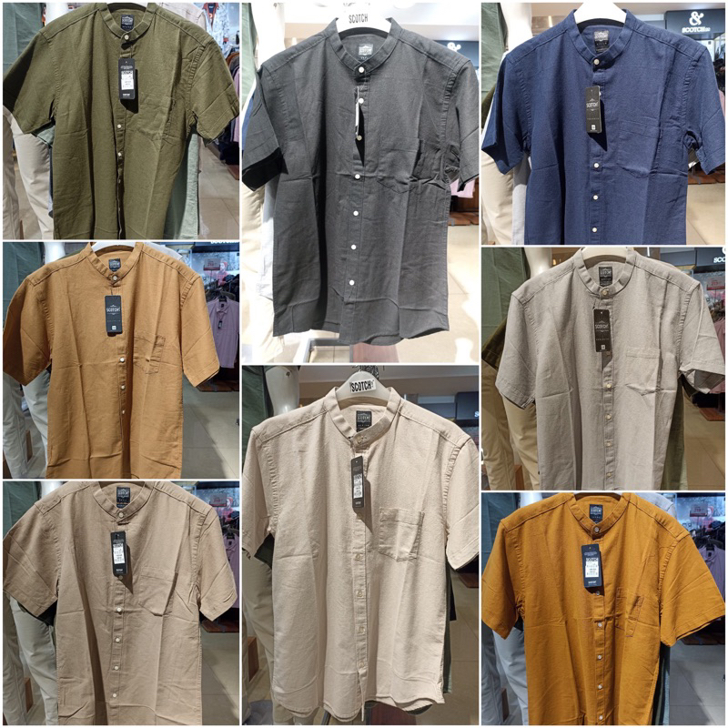 Kemeja semi koko pria lengan pendek SCOTCH (S-XL)