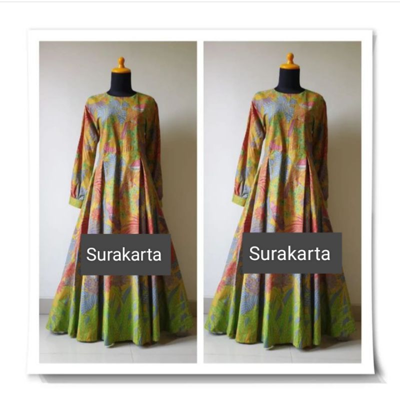Gamis batik wanita modern solo recommended untuk lebaran maupun acara resmi lainnya Size S-XXXL moti