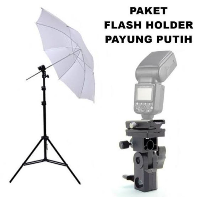 Paket Light stand MATVEL + payung putih + Flash holder Lightstand Tas Tripod Bag Lampu Lighting
