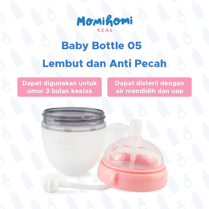 MOMI HOMI S05 Premium Botol Dot Silikon 150ml / 180ml / 250ml Botol Susu Bayi Wide Neck Silicone Food Grade Tahan Panas wideneck