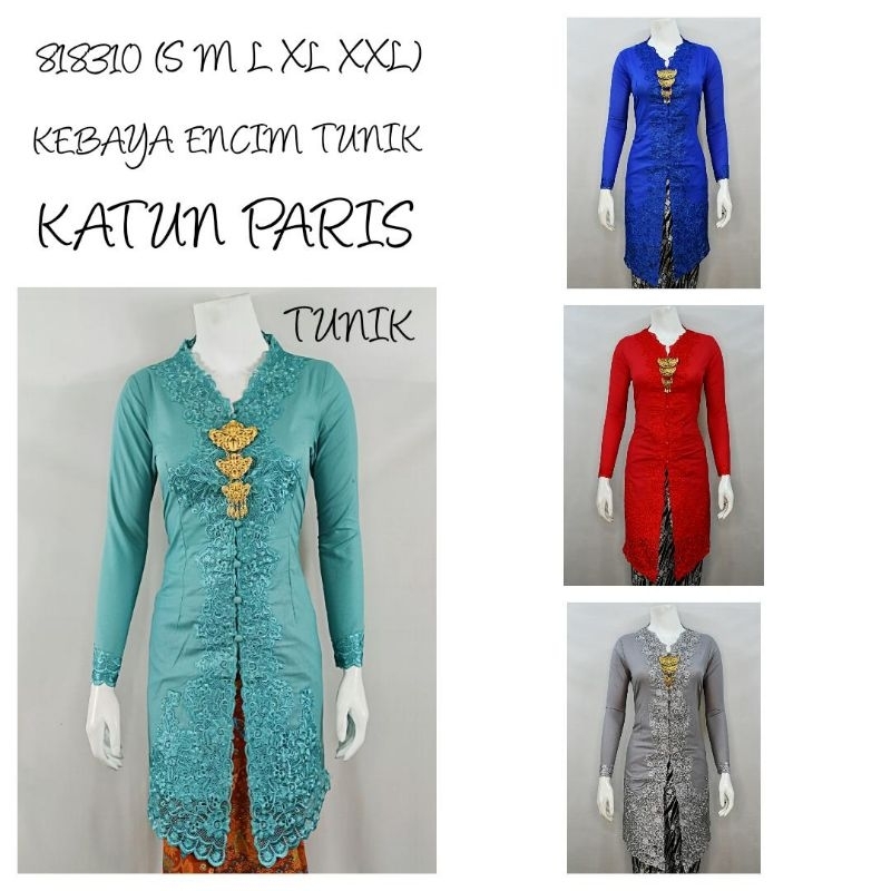 Indah KEBAYA ENCIM TUNIK LENGAN PANJANG BORDIR SENADA KATUN PARIS KEBAYA WISUDA KEBAYA KATUN KEBAYA 