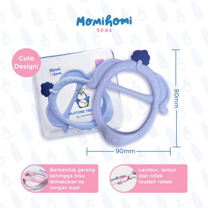 Momi Homi Teether Grab Pita Silicone Baby Elephant Silikon Empeng Gigitan Bayi Bentuk Gelang Premium case BPA FREE