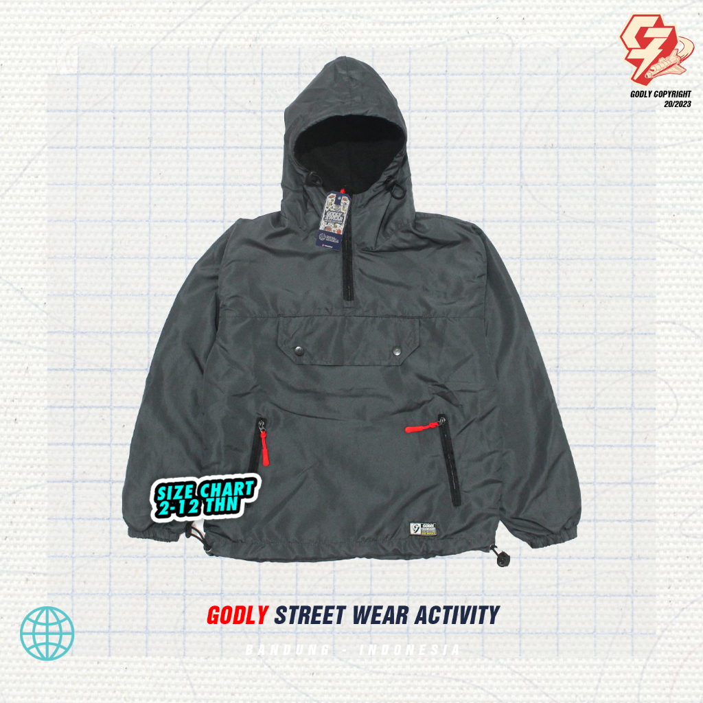 Jacket Anak Parasut CAGOULE tebal 1-12 tahun / Realpict godlykids / Atasan Anak Waterproof