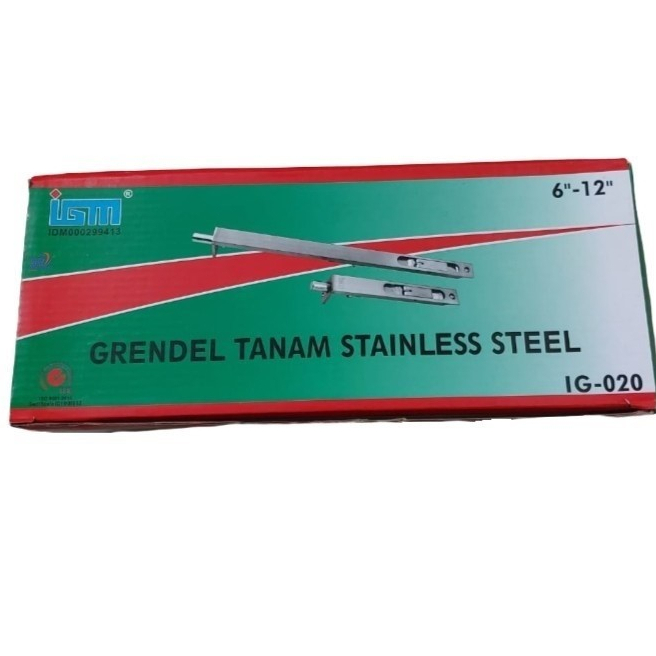 Grendel Slot Pintu Tanam Stainlesss Steel/GRENDEL TANAM IGM 6+12&quot; SN/ GRENDEL PINTU SELOT JENDELA BERKUALITAS