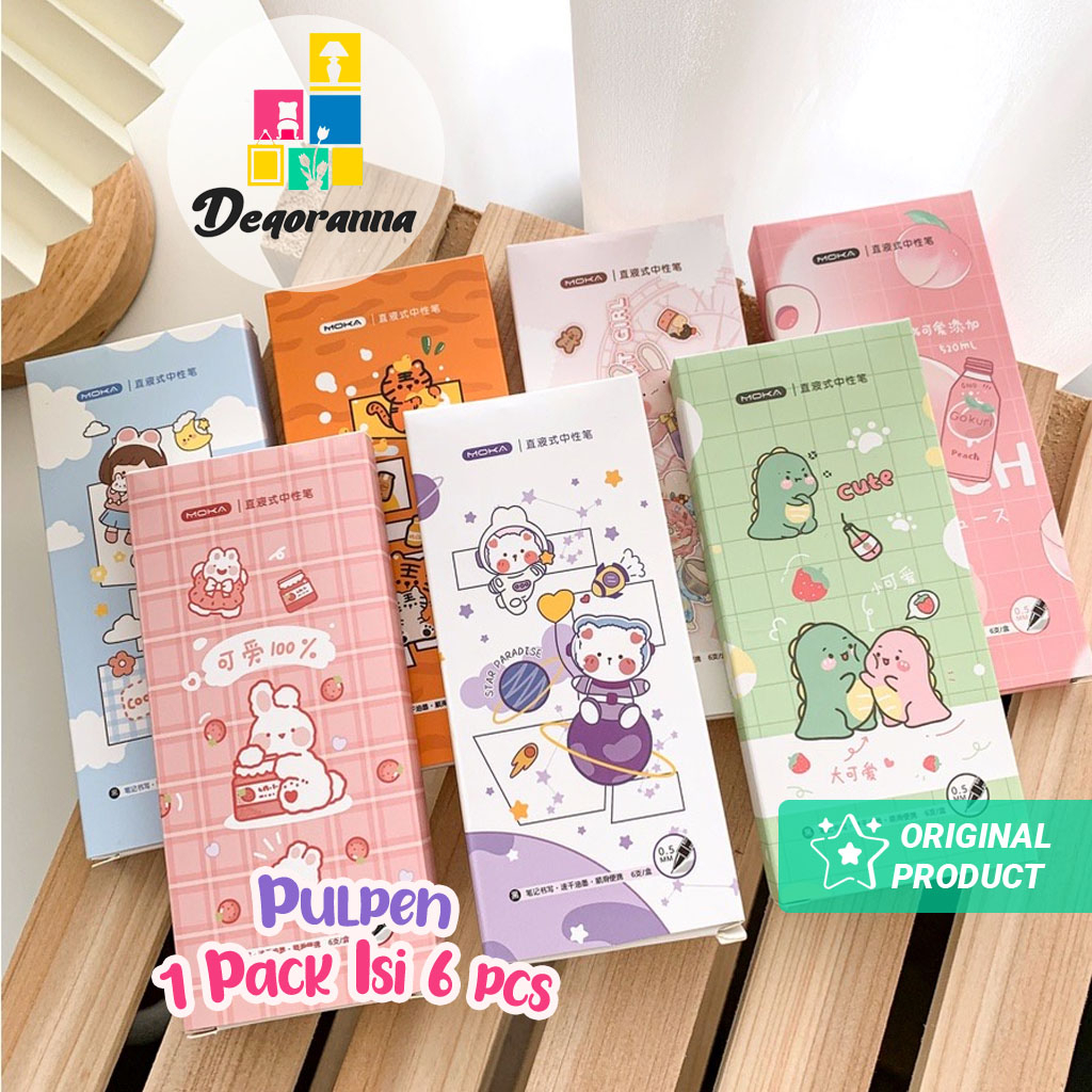

Pulpen 1 Pack 6 Pcs Pulpen Gel 0.5MM (Pack Paper) / Pena Gel Unik Lucu / Alat Tulis / Pulpen & Tinta