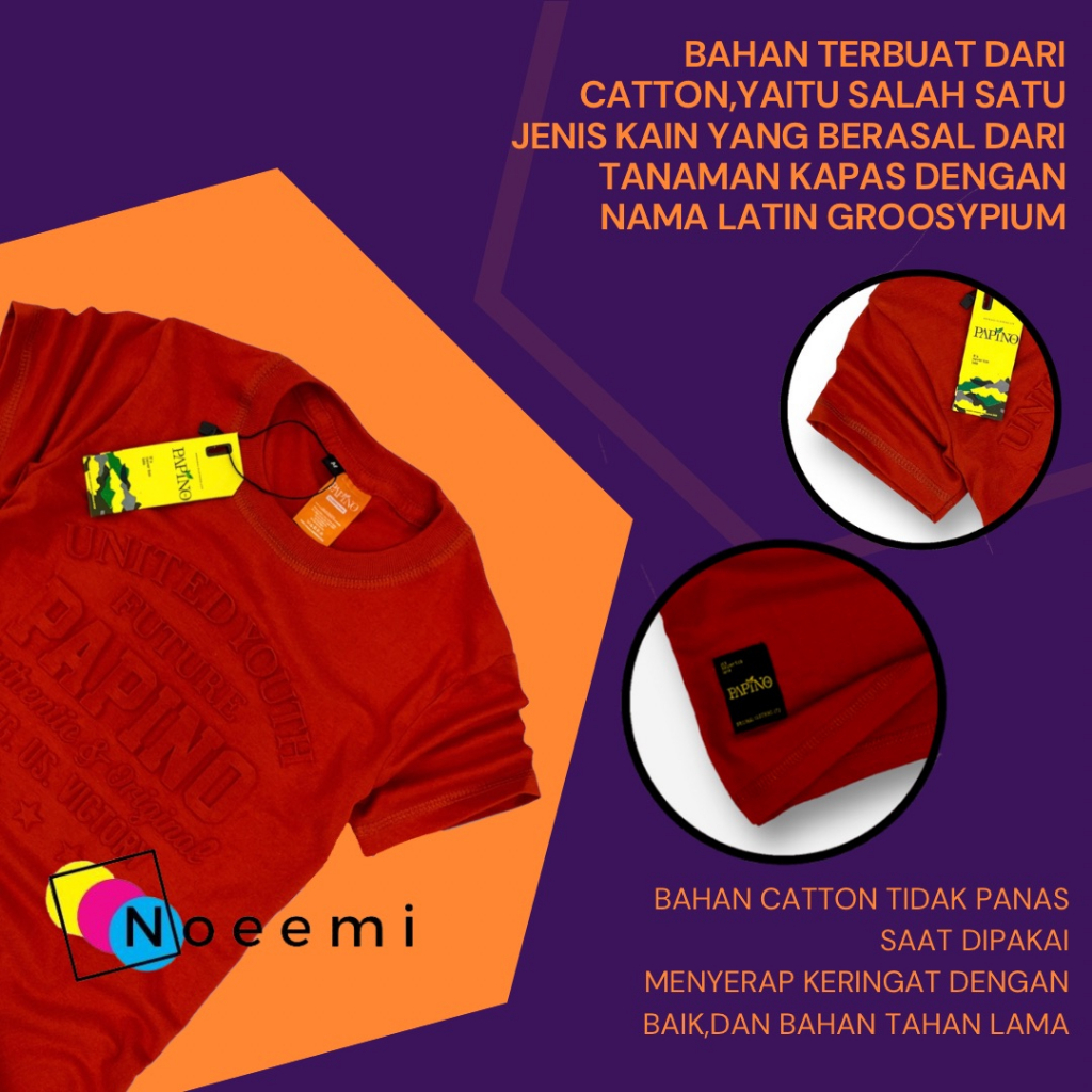 Noeemi Baju Kaus Anak Laki Laki 1-12 Tahun Pakaian Distro Oblong Cowo Dan Perempuan Terracotta