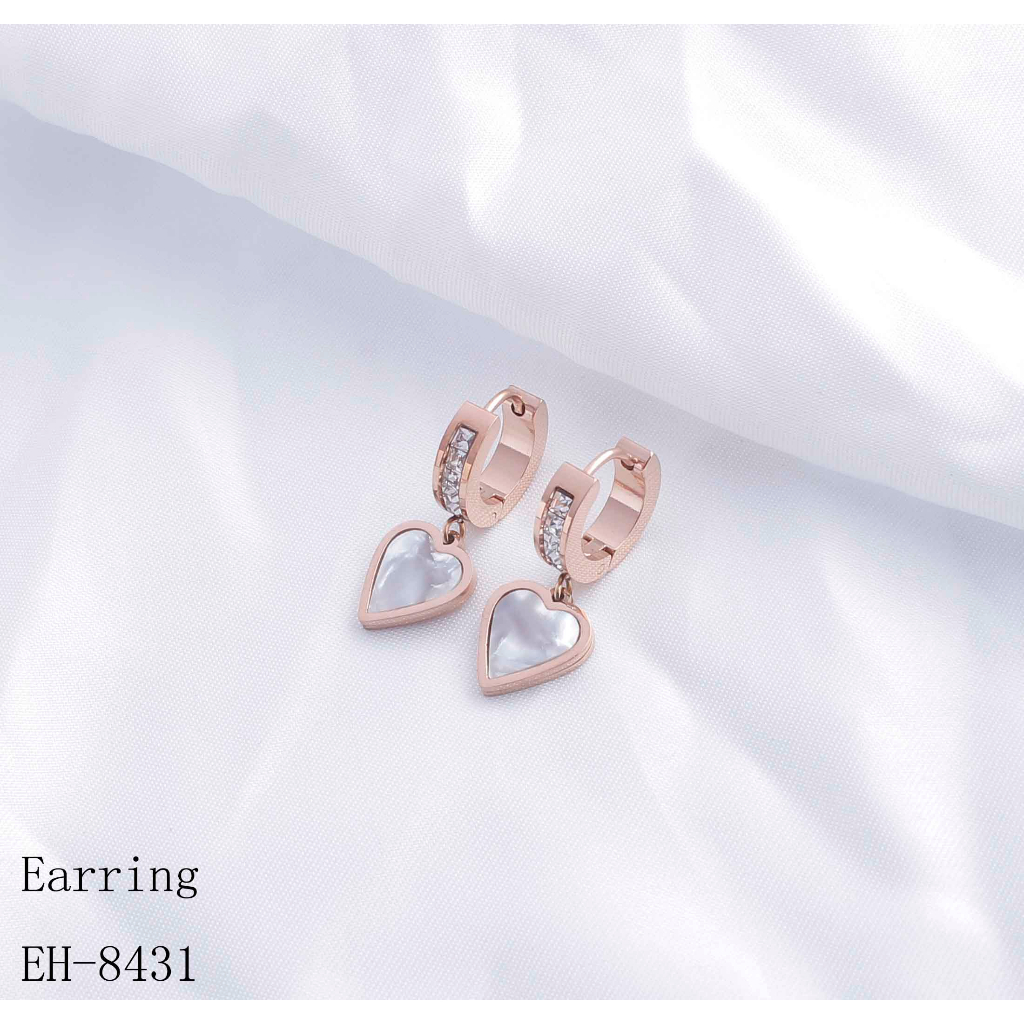 Anting Titanium Permata Hitam Dan Putih Perhiasan Fashion 8431