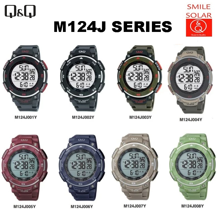 Jam Tangan Pria Sporty Rubber Digital Q&amp;Q QnQ QQ M124 Bezel Berputar