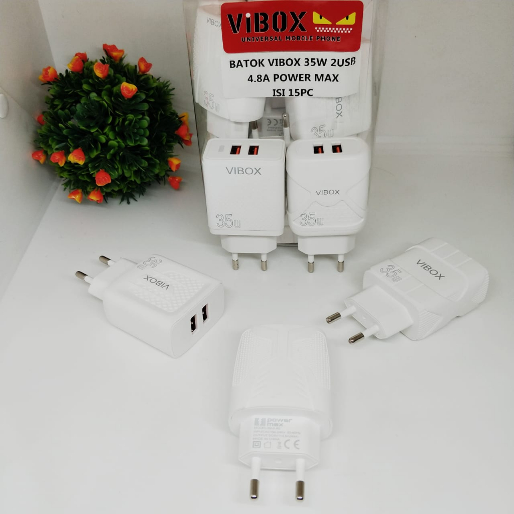 Adapter Charger Vibox 35W Kepala Charger Casan fast charging 2usb 1toples 15pcs