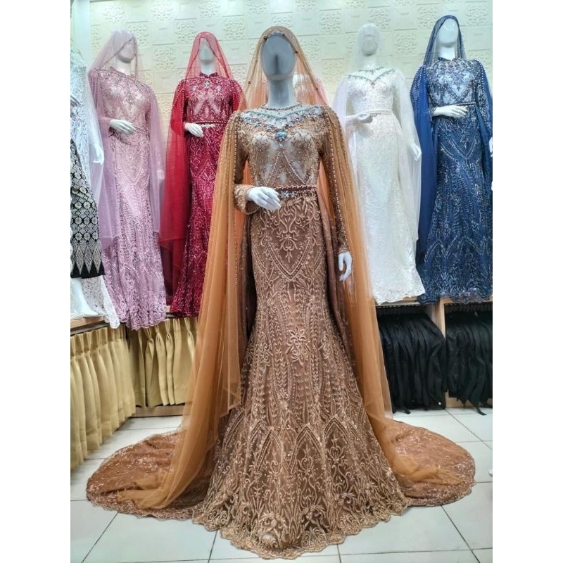 GAUN PENGANTEN BALERO DUYUNG | GAUN JUBAH|BAJU WEDDING BEREKOR | GAUN MEWAH  FUL PAYET |/SLIM DRESS