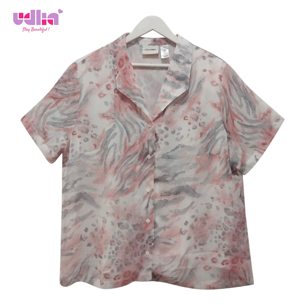 Udlia Atasan Wanita Jumbo Kemeja Pendek Jumbo Motif