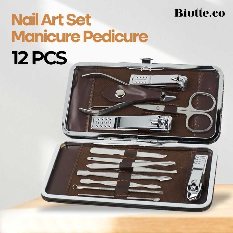 Nail Art Set Manicure Pedicure Gunting Kuku 12 PCS