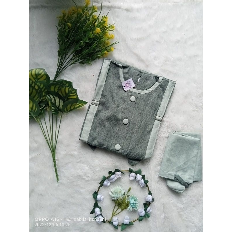 GAMIS ANAK PEREMPUAN SET HIJAB SIZE L KATUN MADINA