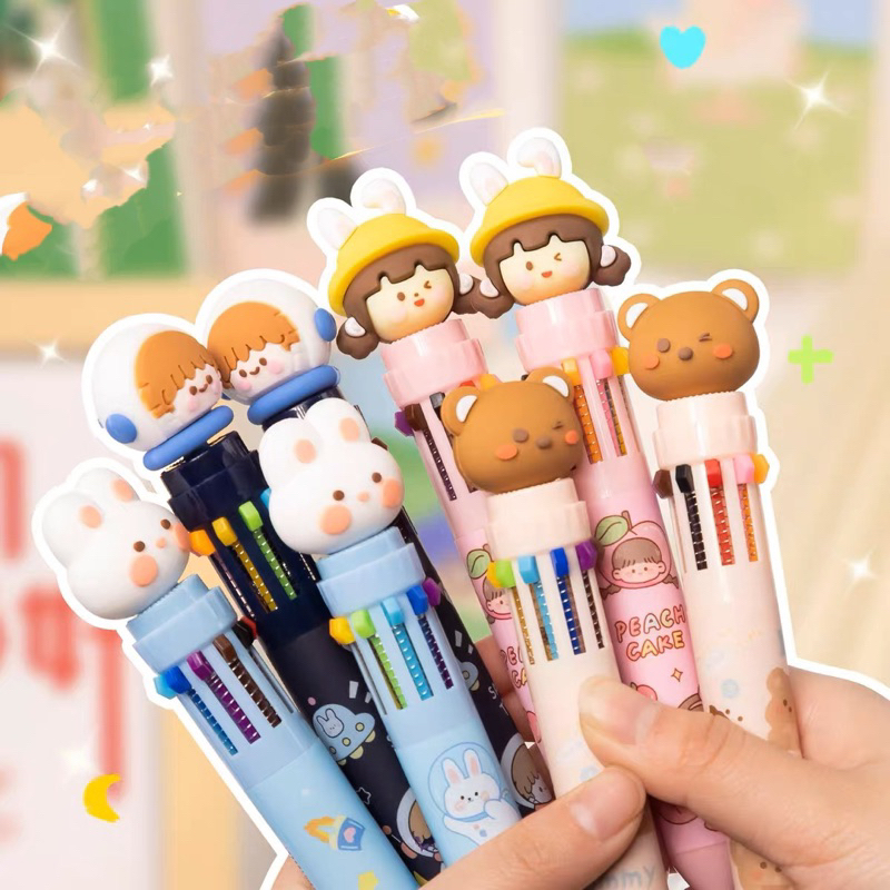 

pen 10 warna cute theme ballpoint 10 colors pulpen imut