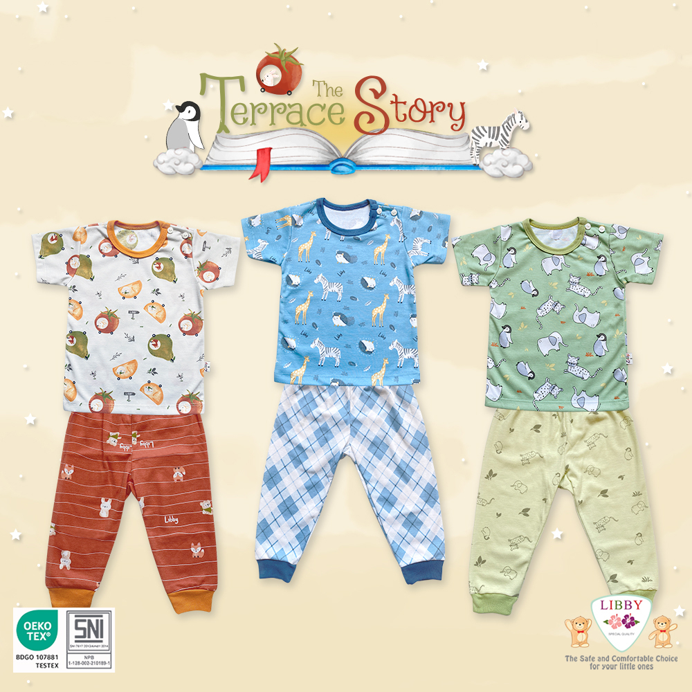 Libby Setelan Oblong Pendek Panjang Motif  BEN VOYAGE/BABY COLLECTION/SUMMER GAMES (kancing pundak) - Libby baju bayi Hello Sunshine - Best Seller Libby setelan pendek panjang/Libby The Enchanted Wild