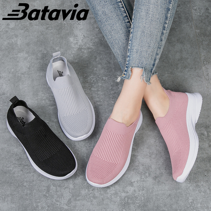 Batavia 2023 impor fashion Sepatu wanita olahraga premium perempuan terbaru rajut adem antislip Sepatu rajut wanita sepatu lari anak perempuan Shoes Fashion Sport Original Pink Hitam Abu Grey kanvas sekolah korea Onlinemall N11