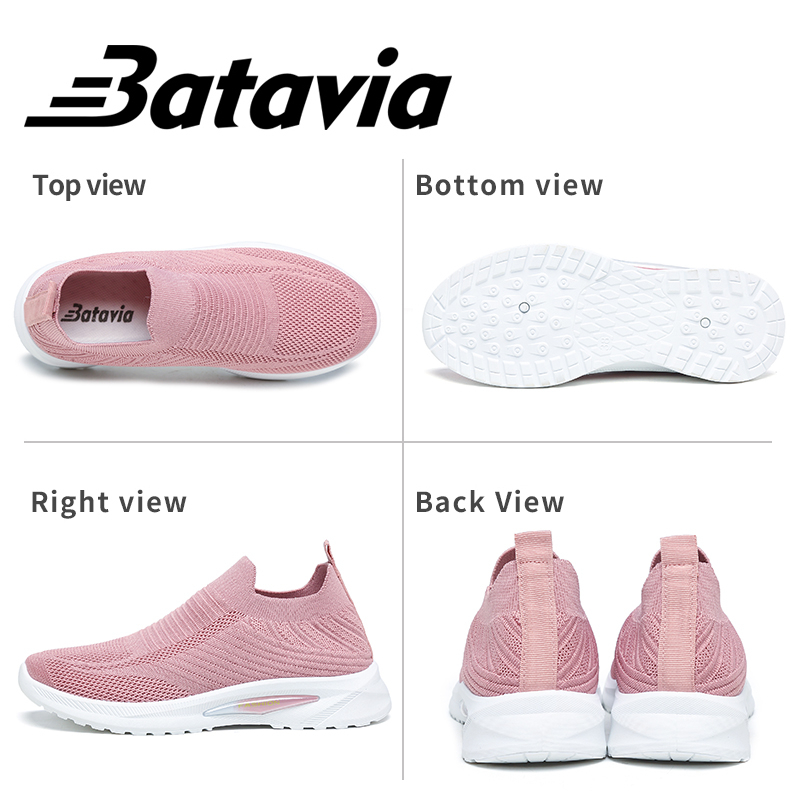 Batavia impor Sepatu wanita fashion Sepatu rajut wanita olahraga premium perempuan terbaru rajut adem antislip Sepatu rajut wanita sepatu lari anak perempuan Shoes Fashion Sport Original Pink Hitam Abu Grey kanvas sekolah korea Onlinemall N13