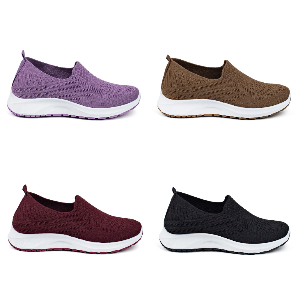 Sepatu Sneakers  Wanita Import Rajut Cewek Sport Shoes Kasual Fashion Wanita Model Terbaru 2023 Slip On K8141