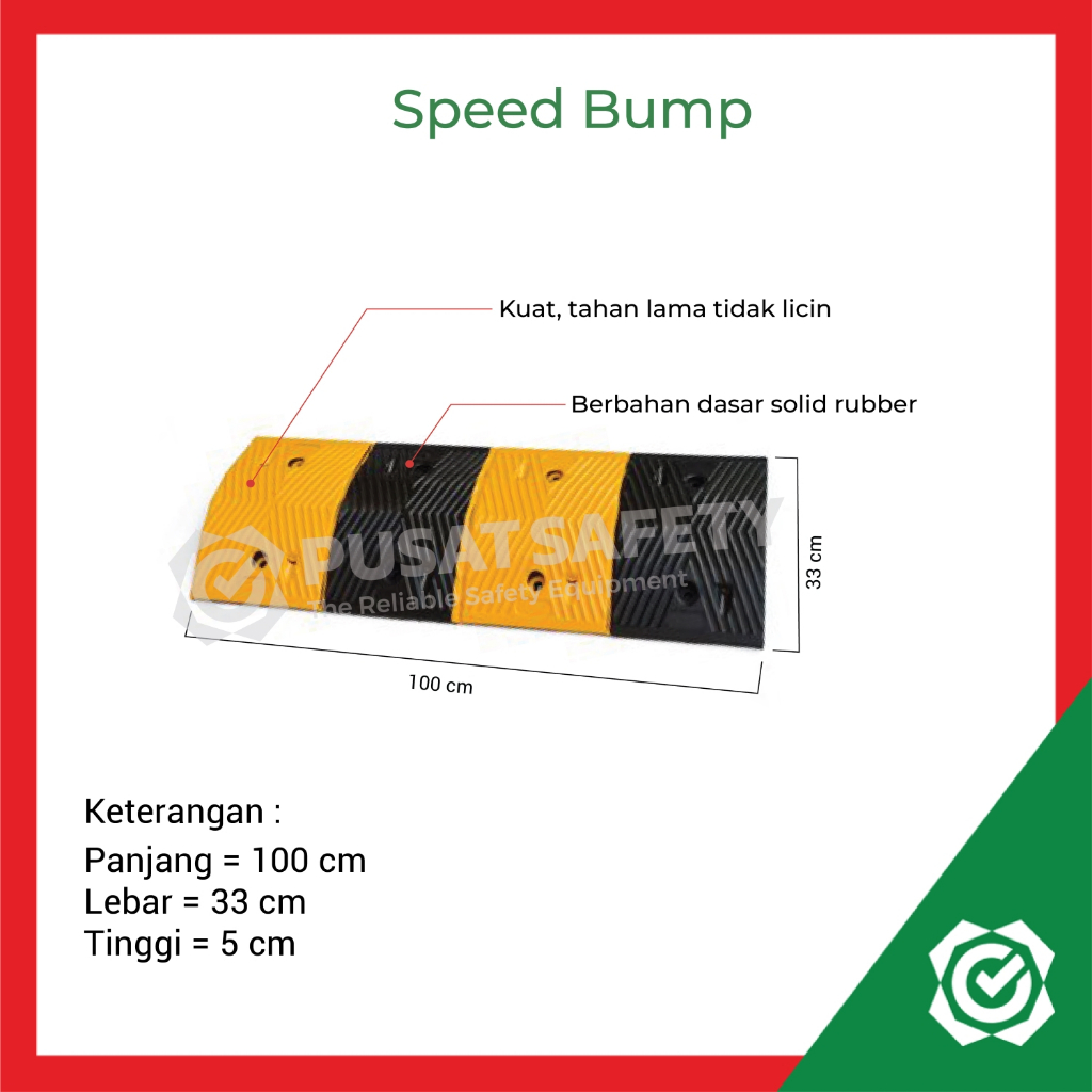 Speed Humb Bump Rubber 100cm x 33cm x 5cm Polisi Tidur Karet