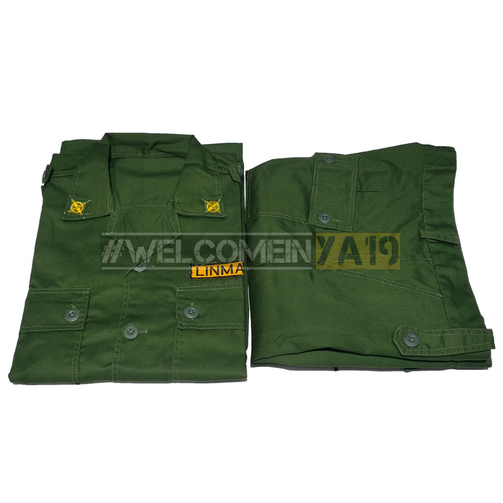 Baju Setelan PDL Linmas Hijau / Seragam PDL Linmas / Seragam Hansip American Drill