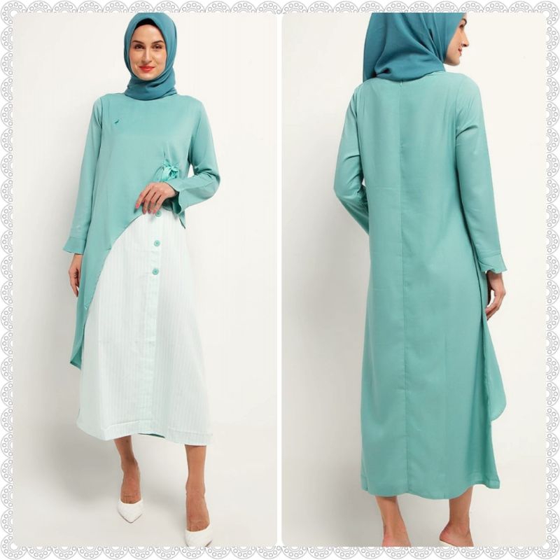 PROMO CRESSIDA Baju Muslim Gamis Dress Wanita Hijau Size M