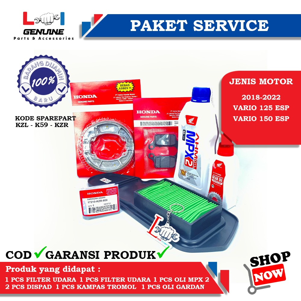 -LOI- PAKET SERVICE LENGKAP MPX 2 &amp; SPX 2 SET OLI GEAR AHM, KAMPAS REM VARIO 125 FI, VARIO 150, FILTER UDARA VARIO 125 FI, VARIO 125 ESP/150 ESP