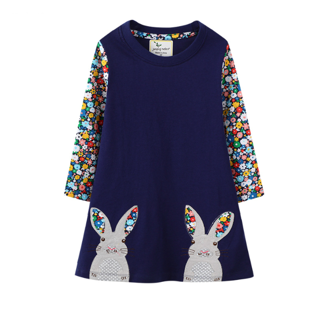 babyfit [3-8thn] dress lengan panjang anak perempuan import navy bunny ydm-0404