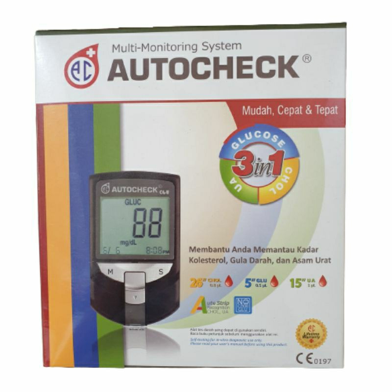 Autocheck 3 in 1 Alat Cek Gula Darah Kolesterol Asam Urat